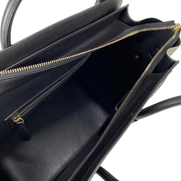 CELINE Luggage Mini Shopper - Black Brown Light gray Leather Handbag 925-070125 - Picture 12 of 14